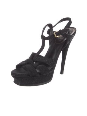 Saint Laurent Tribute 105 Platform Sandals Calfskin Black size 39.5